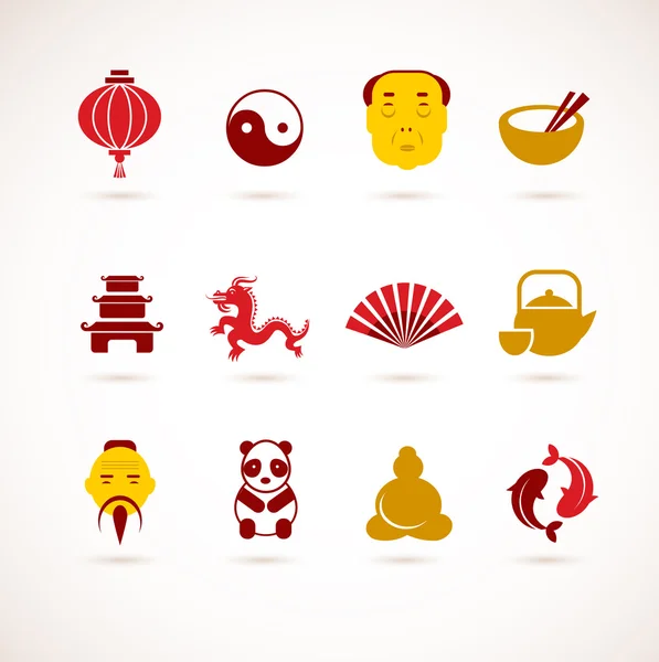 Samling av Kina ikoner — Stock vektor