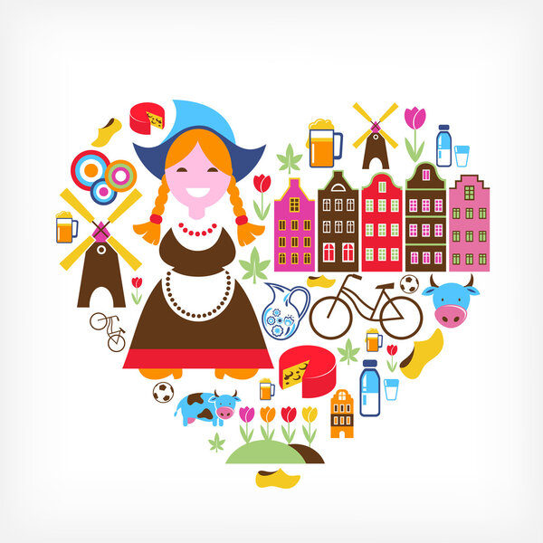 Heart with Netherlands vector icons