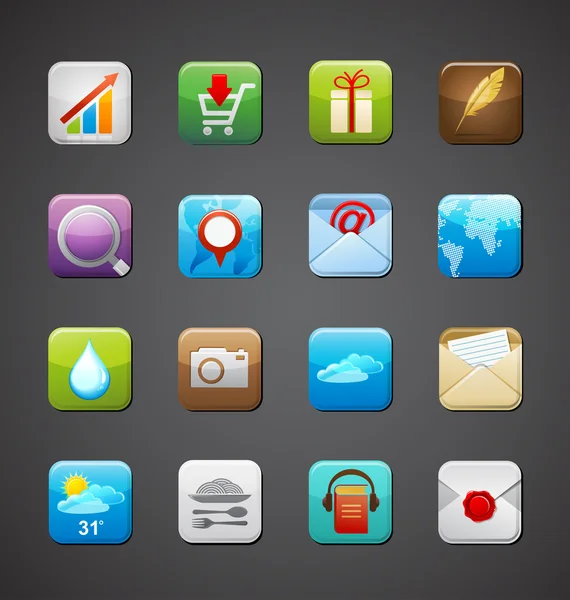 Raccolta di icone app — Vettoriale Stock