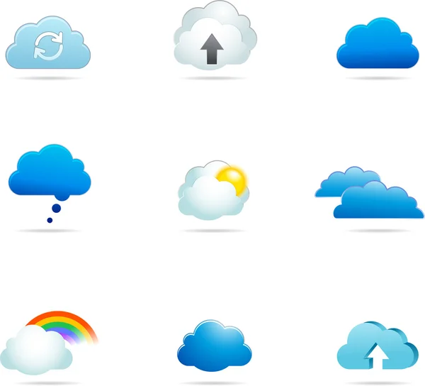 Coleção de ícones vetoriais de nuvem — Vetor de Stock