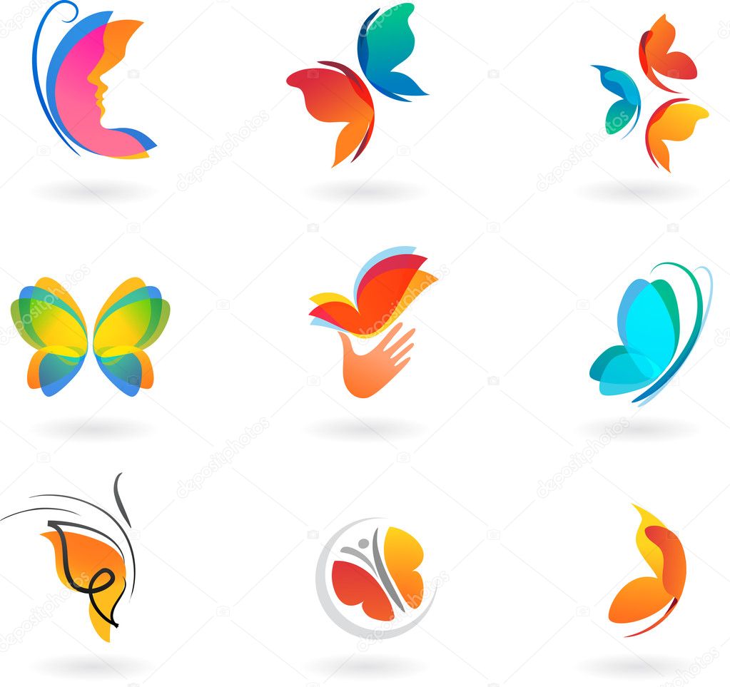 Set of butterfly icons