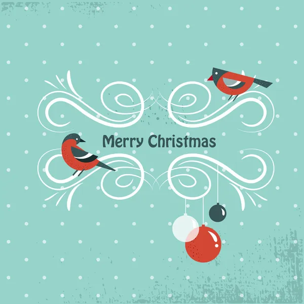 Christmas background with birds — Stock Vector