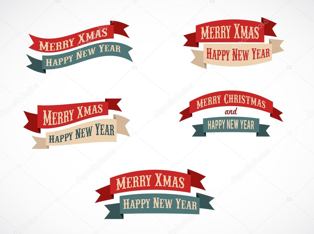 Retro Christmas background ribbons with text