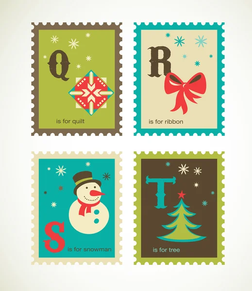 Kerstmis alfabet met schattige xmas pictogrammen — Stockvector