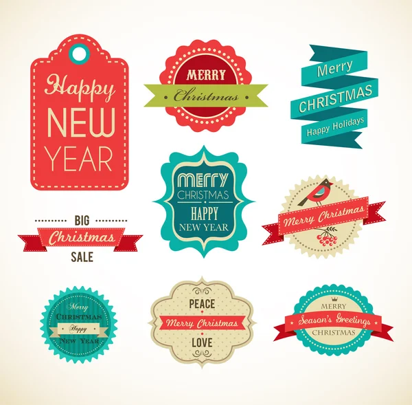 Christmas vintage labels, elements and illustrations — Stock Vector