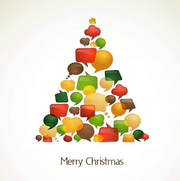 Weihnachtsbaum mit abstrakten Sprechblasen — Stockvektor
