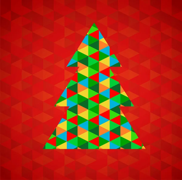 Abstract Christmas tree with red background — Stock Vector