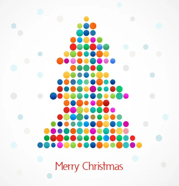 Weihnachtsbaum mit abstrakten, bunt gepunkteten Mustern — Stockvektor