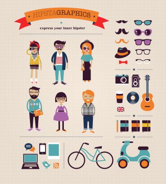 Hipster info graphic concept background with icons