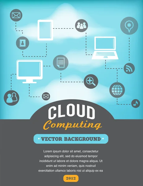 Vintage stijl cloud computing poster — Stockvector