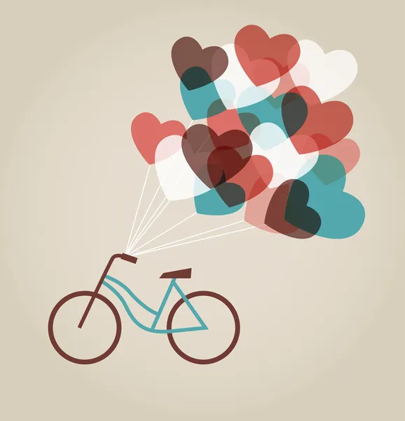 Tarjeta de San Valentín con bicicleta en tándem — Archivo Imágenes Vectoriales