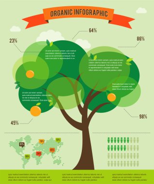 Infographic ekoloji, konsept tasarımı ile ağaç