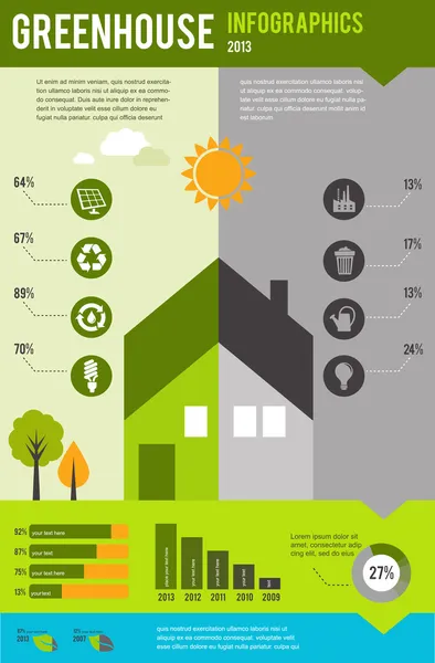 Infográfico de ecologia e casa verde, design de conceito — Vetor de Stock
