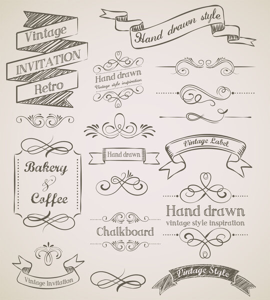 Hand drawn vintage elements