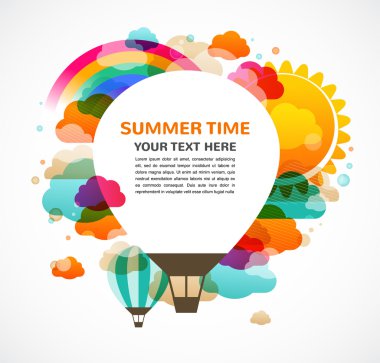 Hot air balloon, colorful abstract vector background