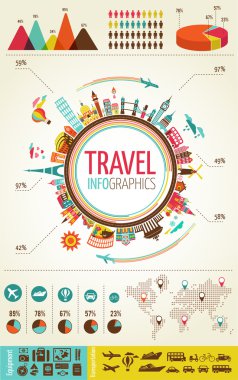 Travel and tourism infographics with data icons, elements