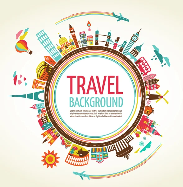 Ταξίδια και τουρισμός διάνυσμα φόντο Εικονογράφηση Αρχείου