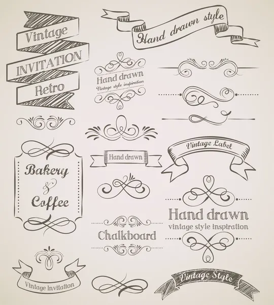 Hand drawn vintage elements — Stock Vector