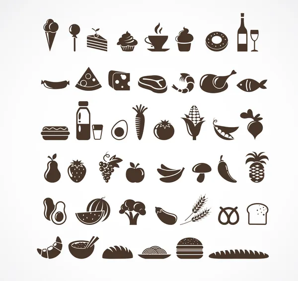 Продовольственные иконки и элементы — стоковый вектор
