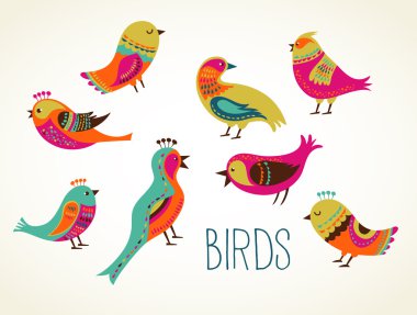 şirin dekoratif kuş kümesi