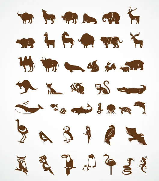 Colección vectorial de iconos animales — Archivo Imágenes Vectoriales