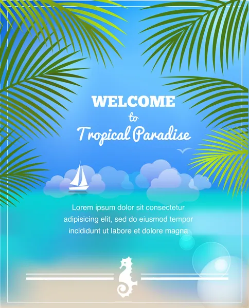 Tropical paradise vector background — Stock Vector