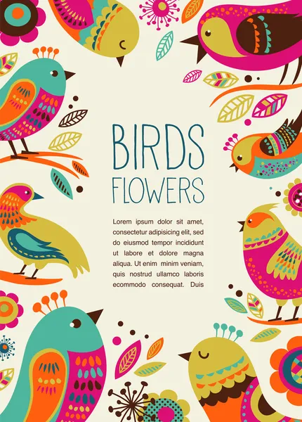 Colorful background with cute decorative birds — Stock Illustration Colorful background with cute decorative birds Stock Vector