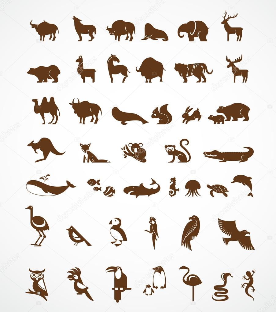 Download Vector collection of animal icons — Stock Vector © marish ...