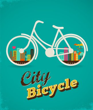 Bicycle in the city, vintage style poster