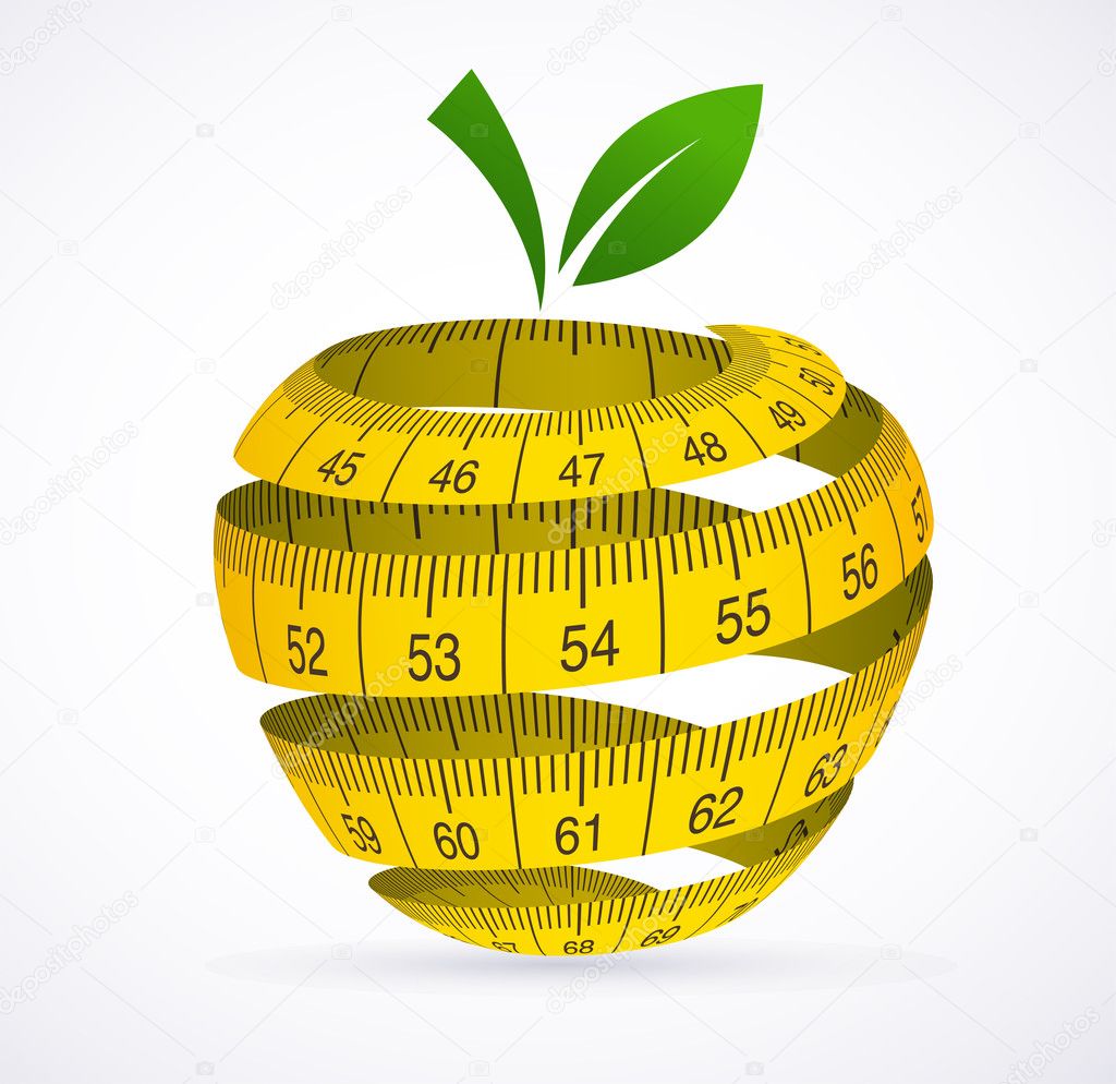 Apple and measuring tape, Diet symbol