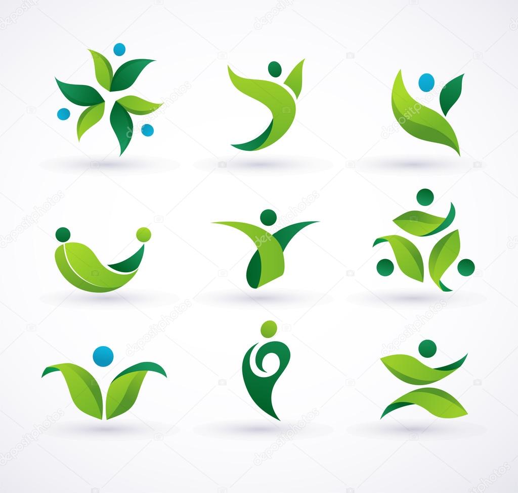 Vector green ecology icons
