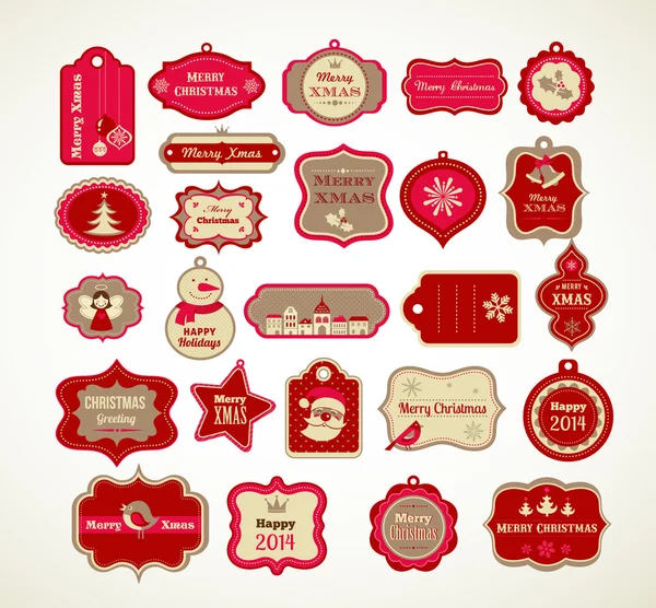 Xmas set - labels, tags and decorative elements — Stock Vector