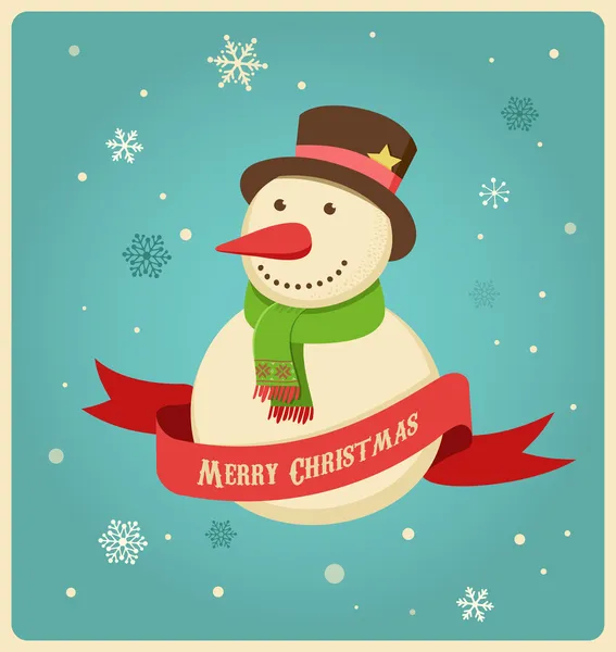 Christmas background with hipster snowman — Stock Vector