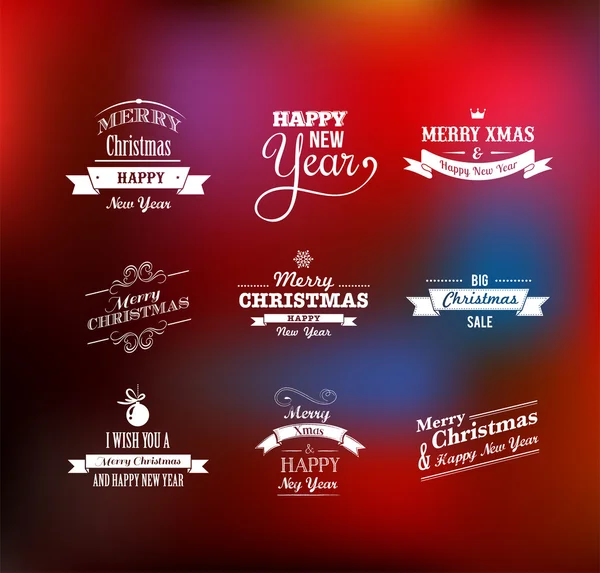 Kerstset - labels, emblemen en elementen — Stockvector