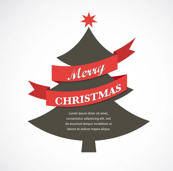 Árbol de Navidad con cinta y texto — Archivo Imágenes Vectoriales