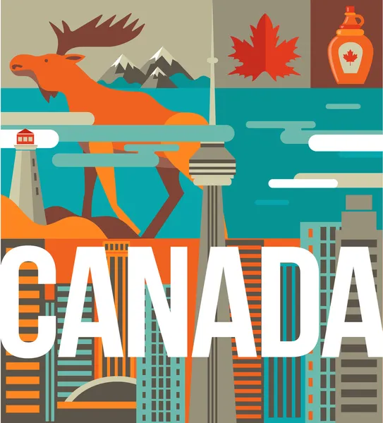 Canada love - corazón con iconos y elementos — Vector de stock