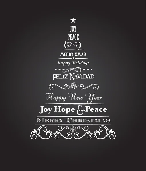 Vintage Christmas tree with text and elements — Stock Vector