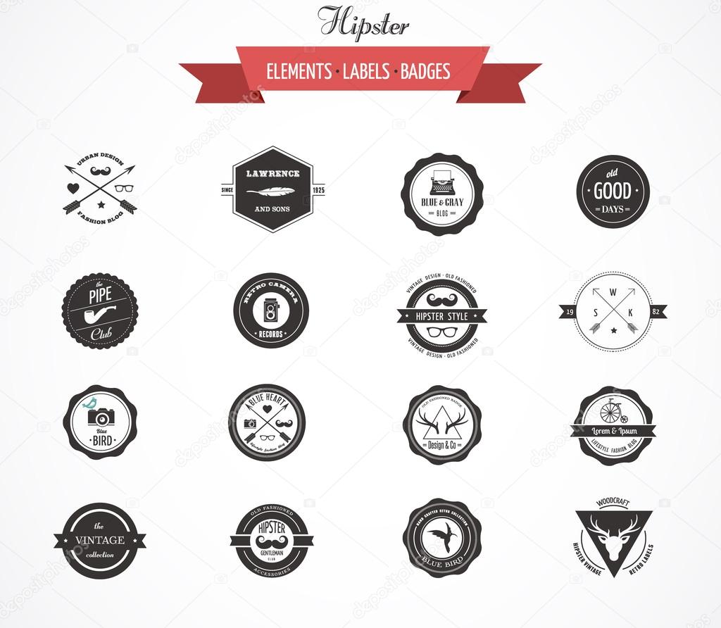 Hipster lables, badges and vector design elements