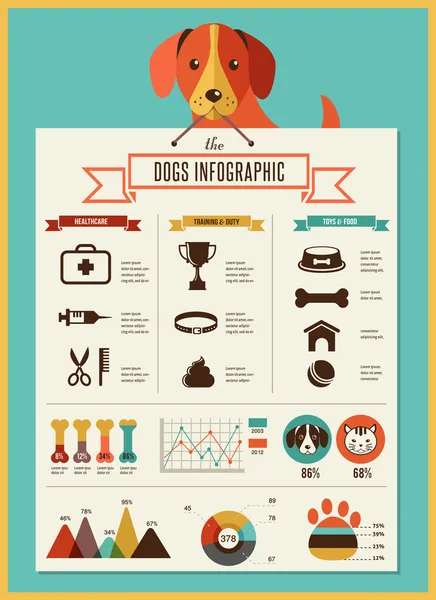 Hunde-Infografik und Symbolset — Stockvektor