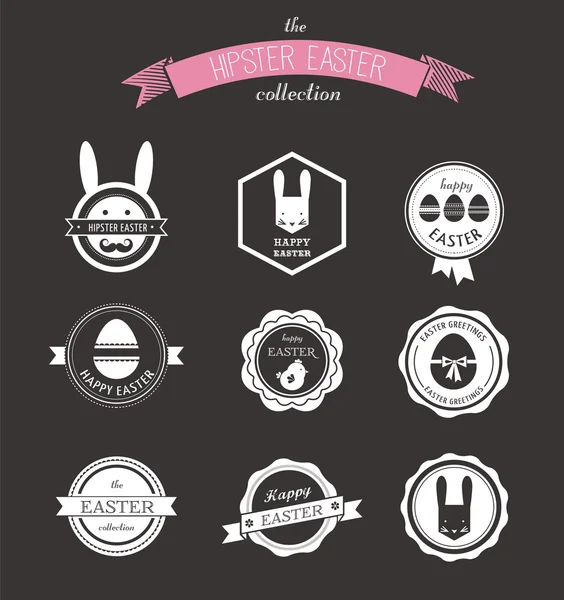 Feliz Pascua Hipster - conjunto de iconos y elementos — Vector de stock