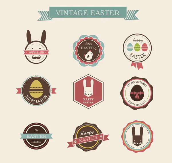 Feliz Pascua Hipster - conjunto de iconos y elementos — Vector de stock