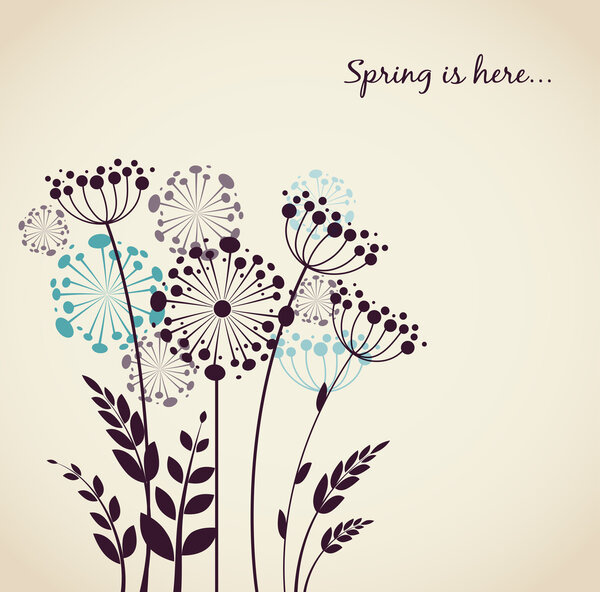 Spring dandelion flowers - vector background