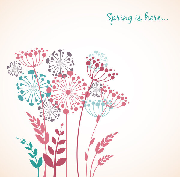 Spring dandelion flowers - vector background