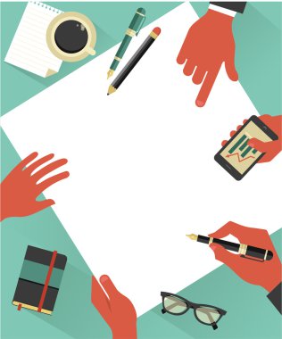 Business meeting background with hands, vector