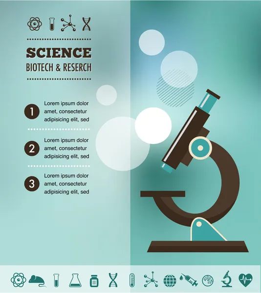 Araştırma, biyo teknoloji ve bilim Infographic — Stok Vektör