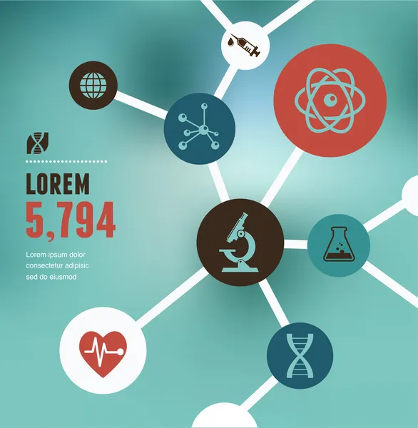 Investigación, biotecnología e infografía científica — Vector de stock