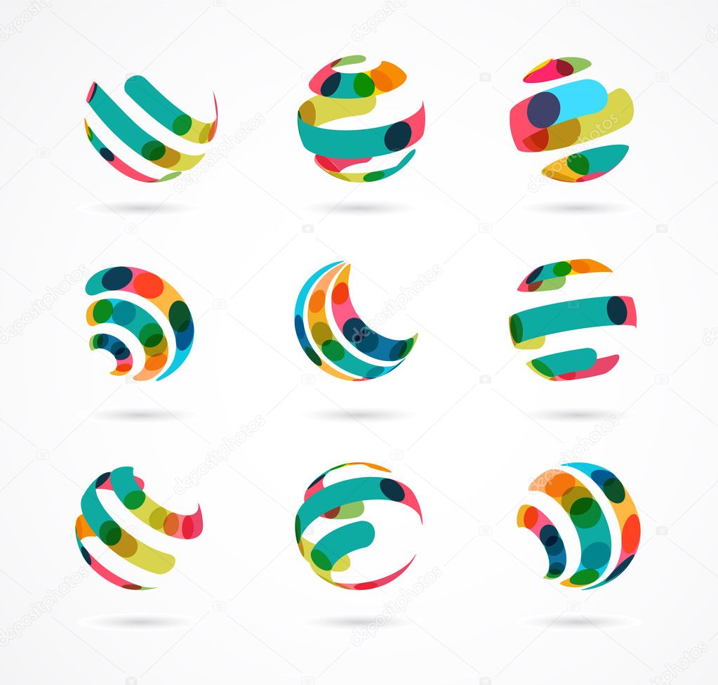 Collection of abstract colorful business icons and elements