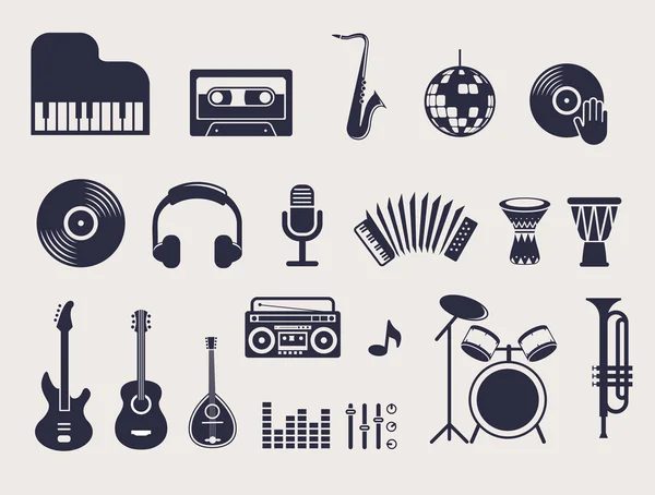 Müzik aletleri Icons set — Stok Vektör