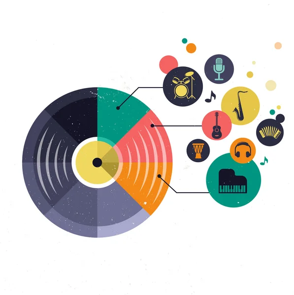 Musik-Infografik und Icon-Set von Instrumenten — Stockvektor