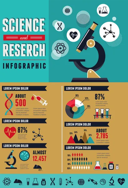 Kutatás, a bio-technológia és a tudomány infographic — Stock Vector